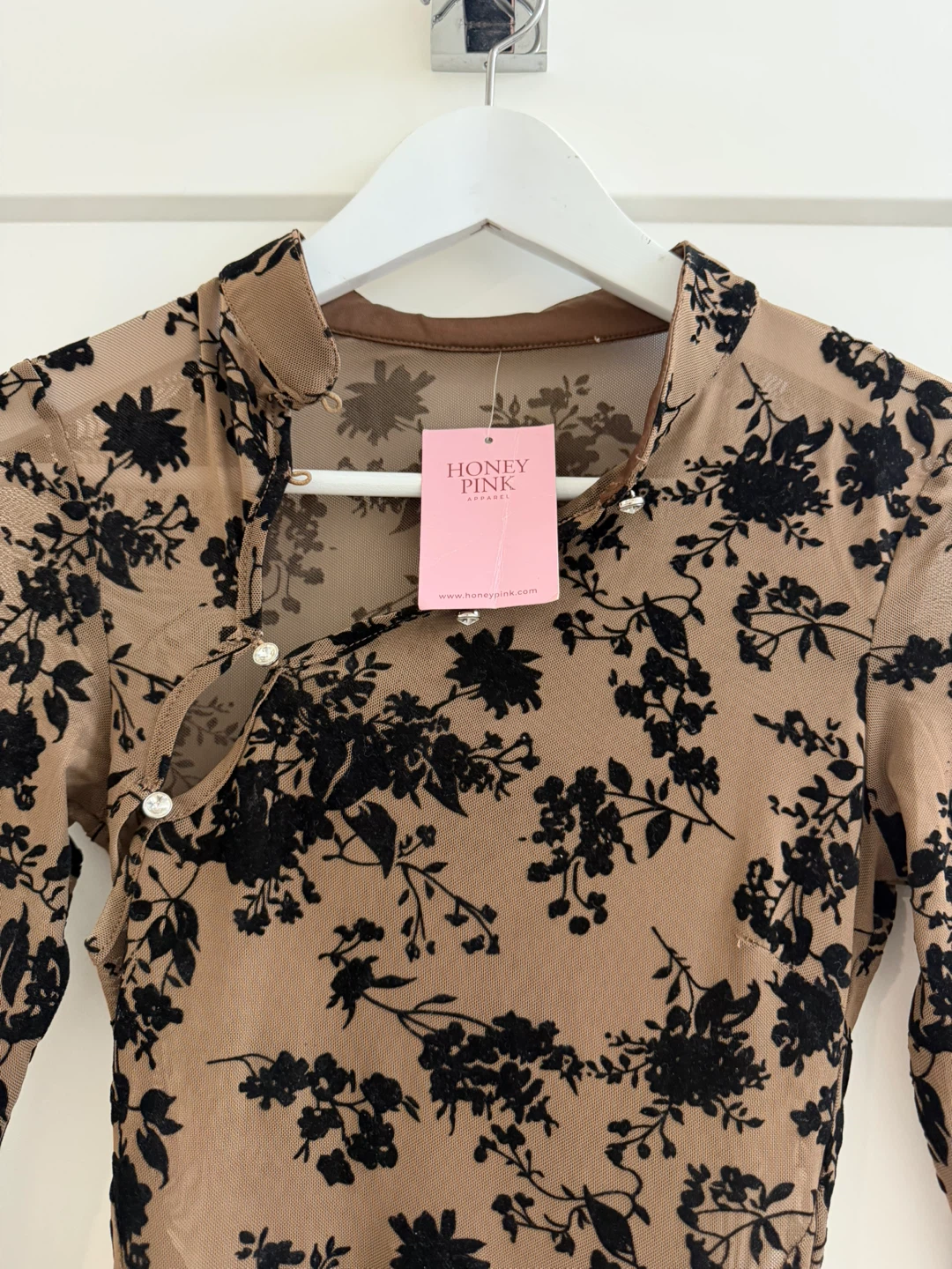 Honey Pink Floral Print Mini Dress - Size S - photo 2