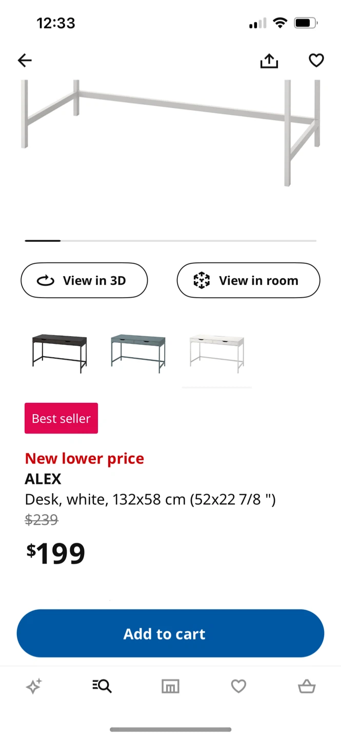 IKEA Alex Desk - White - 132x58cm