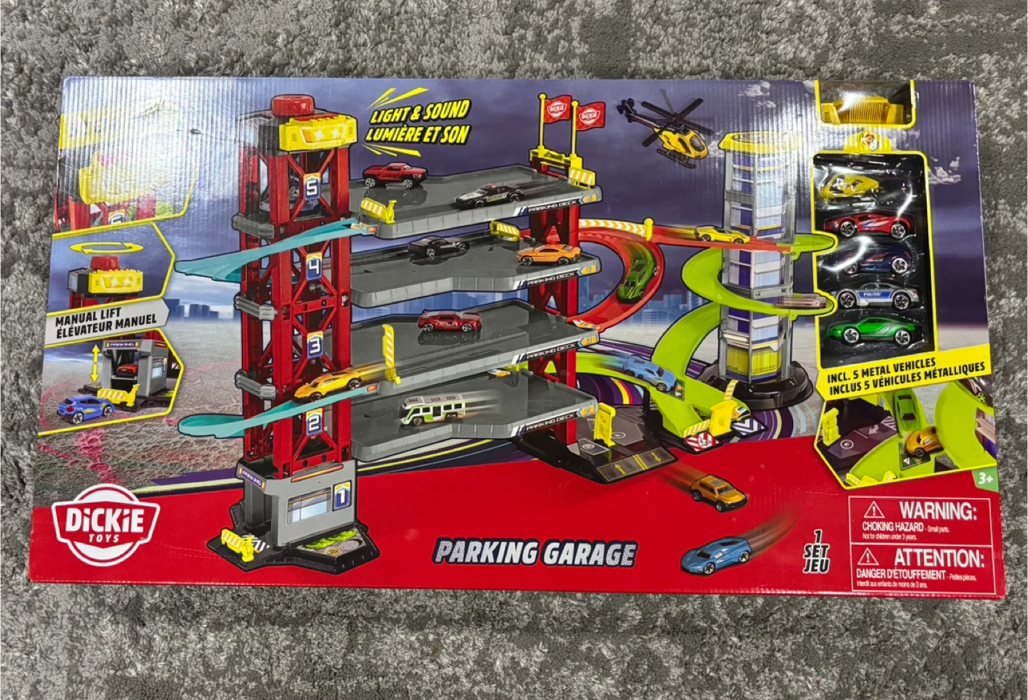 Dickie Toys Parking Garage Playset w/ 4 Cars
