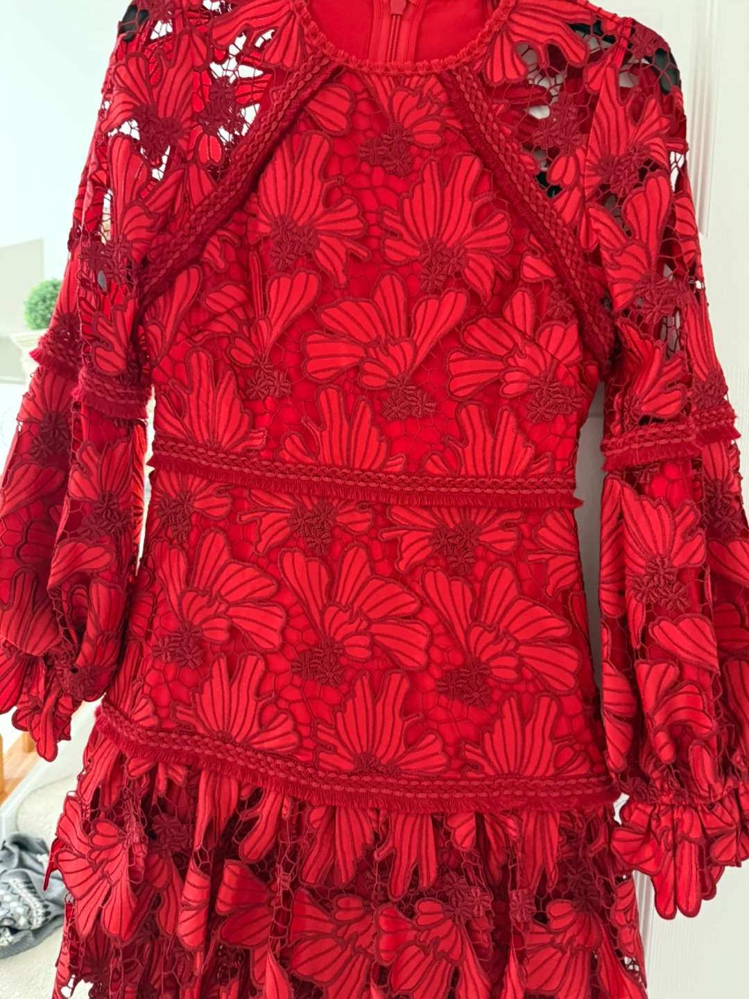 Floral red lace Alexis dress like new