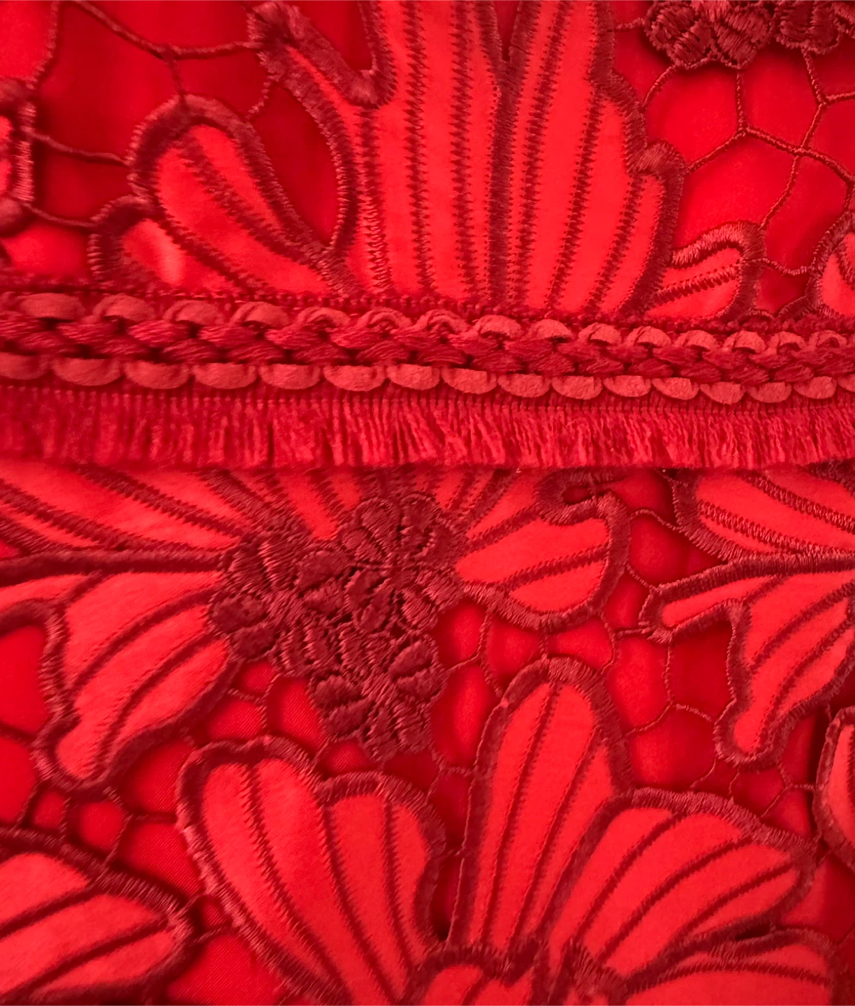 Floral red lace Alexis dress like new - photo 3