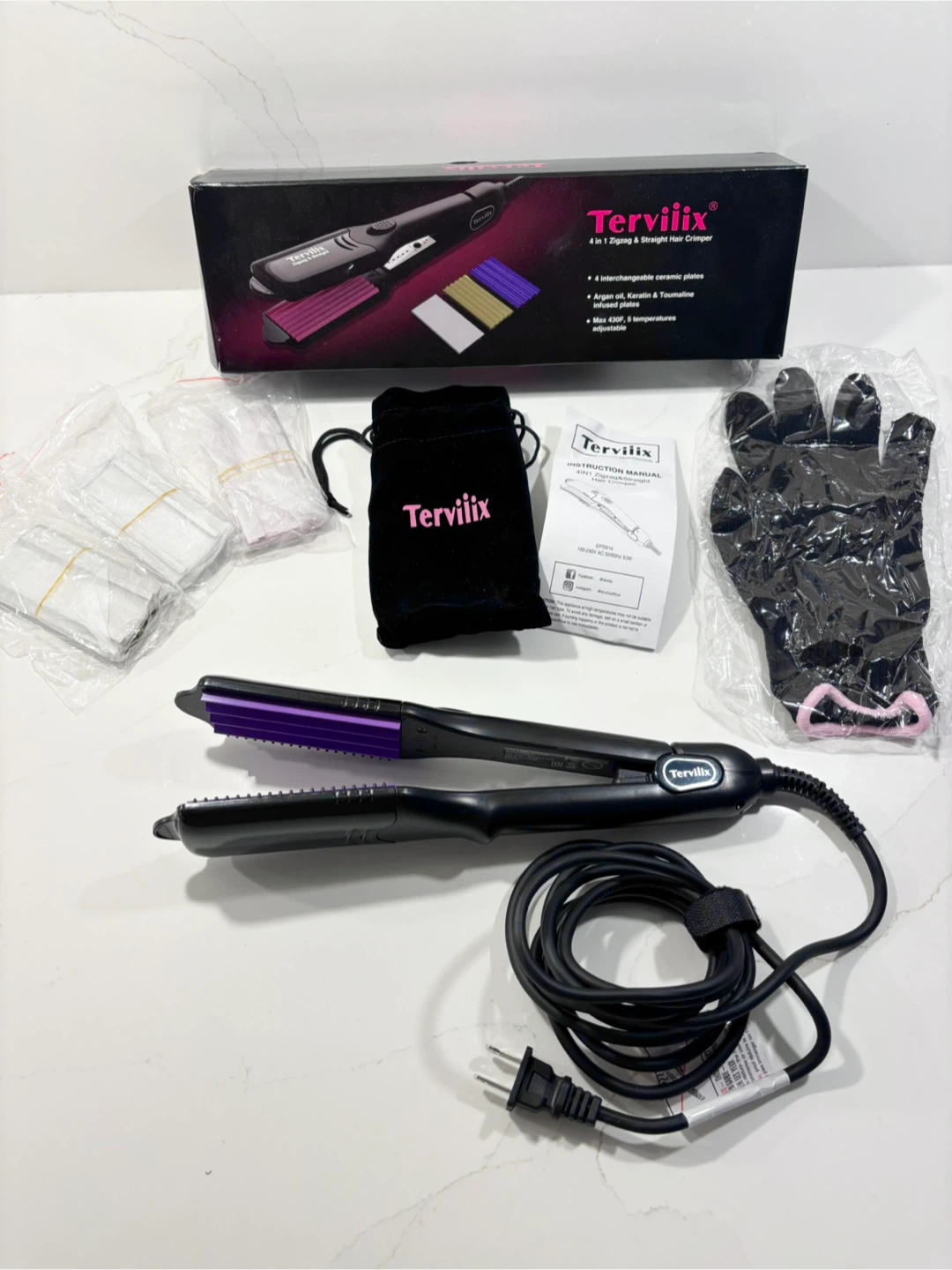 Tervilix 4 in 1 Hair Crimper, Straightener, New, Open Box