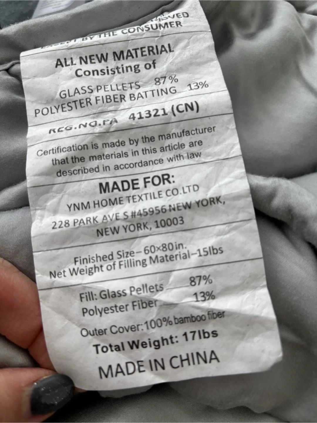 YNM Weighted Blanket 60in x 80in, 15lb - photo 2