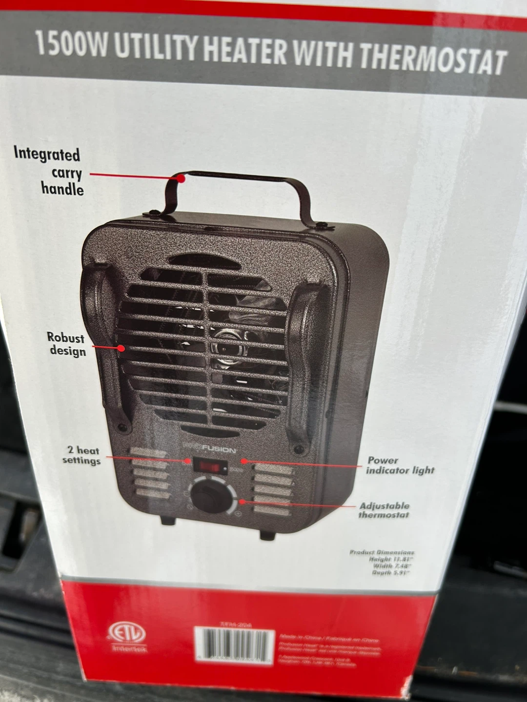 ProFusion 1500W Utility Heater w/ Thermostat - photo 2