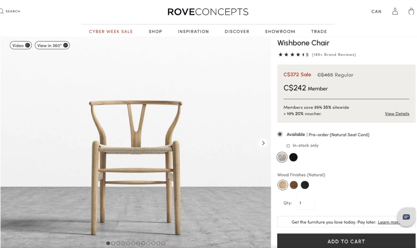 Rove Concepts Wishbone Chair - Natural Wood