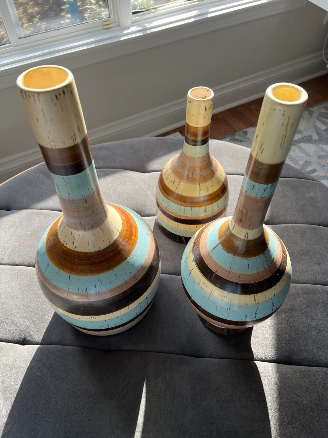 Set of 3 Striped Vases