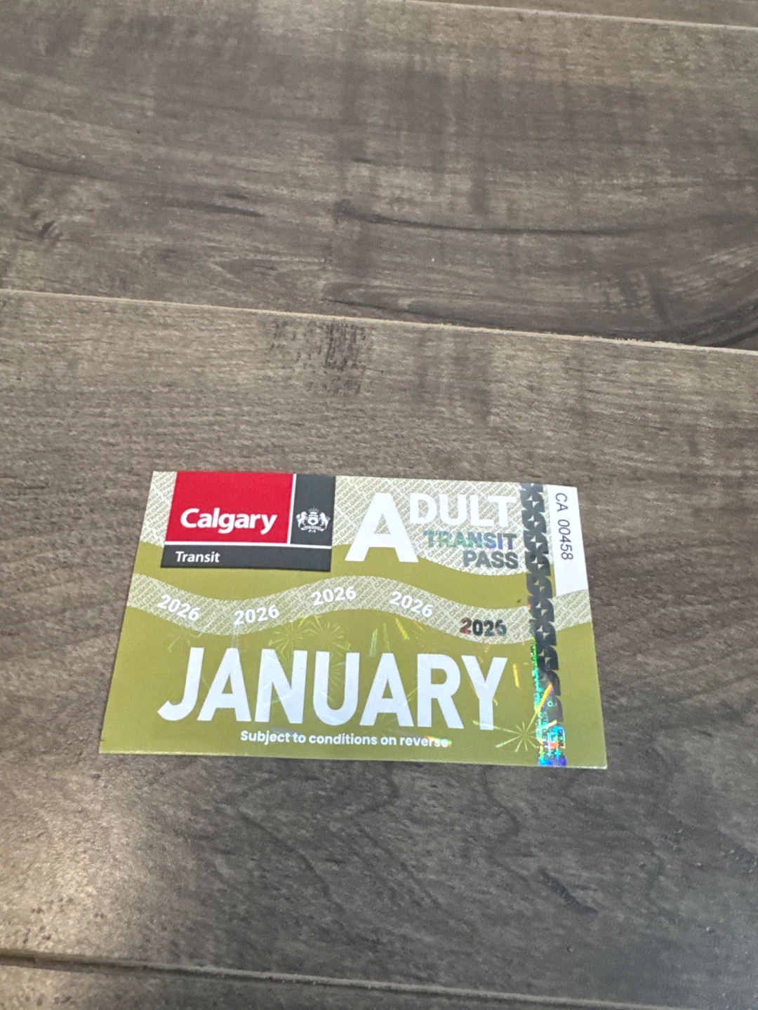 Calgary Transit Adult January Pass