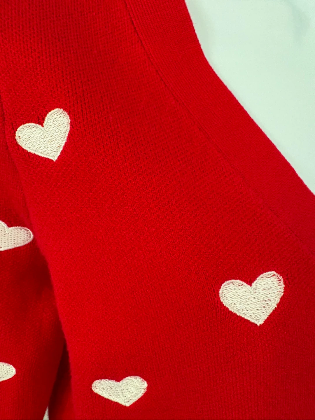 Red Heart Pattern Cardigan - Size XS - photo 5