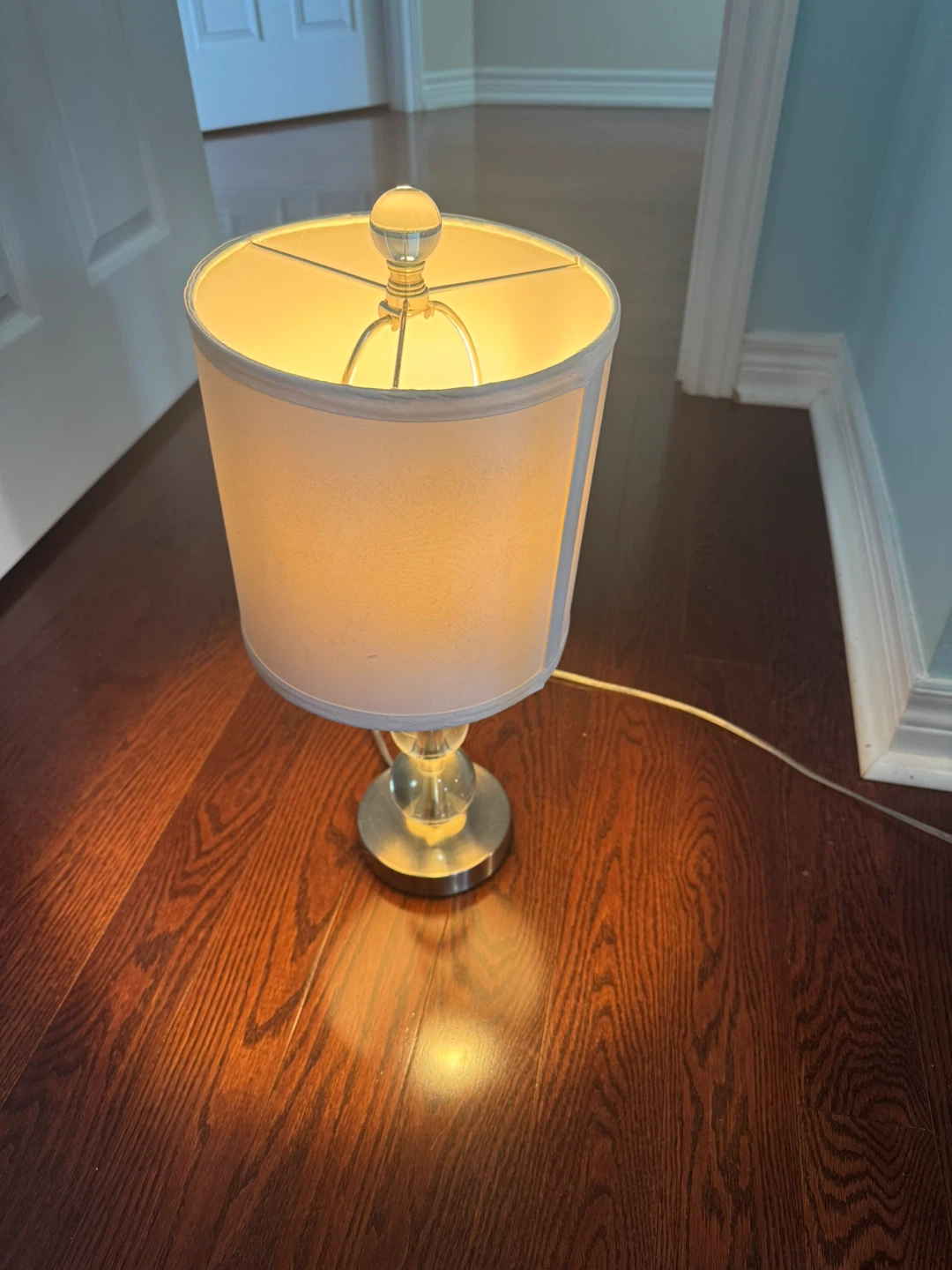 Table Lamp - White Shade, Glass Base