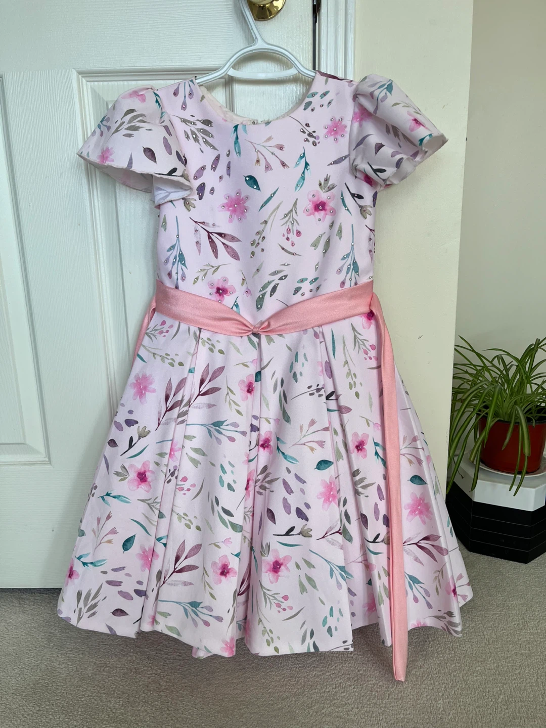 Floral Print Dress with Pink Belt - photo 2
