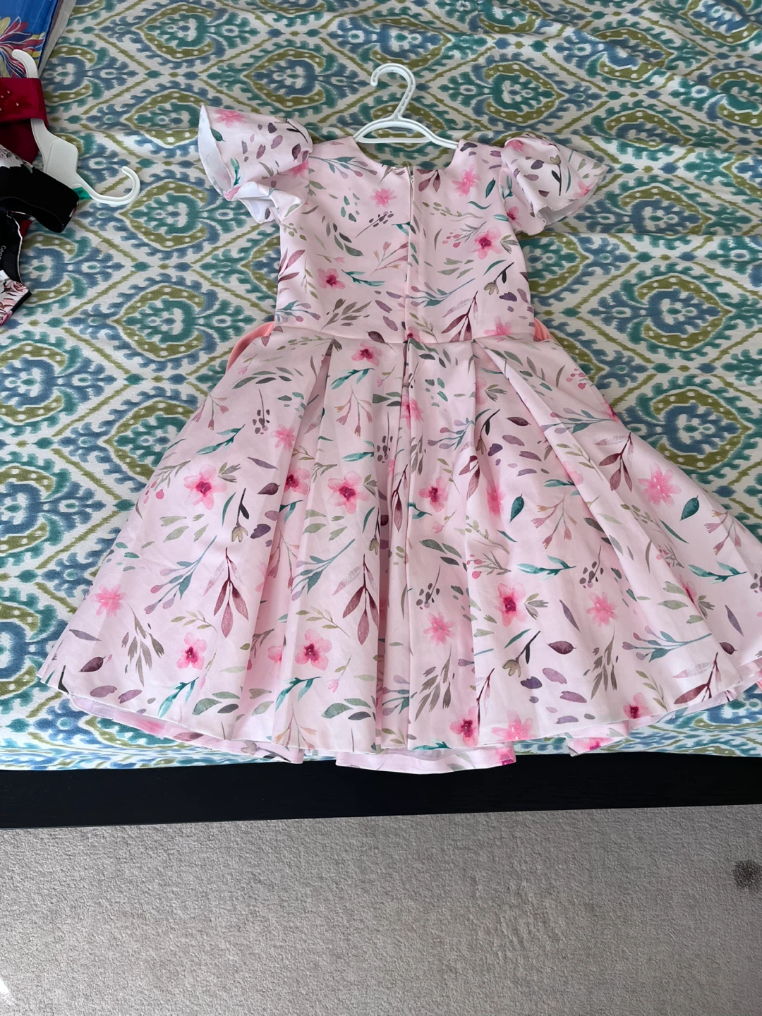 Floral Print Dress with Pink Belt - photo 3
