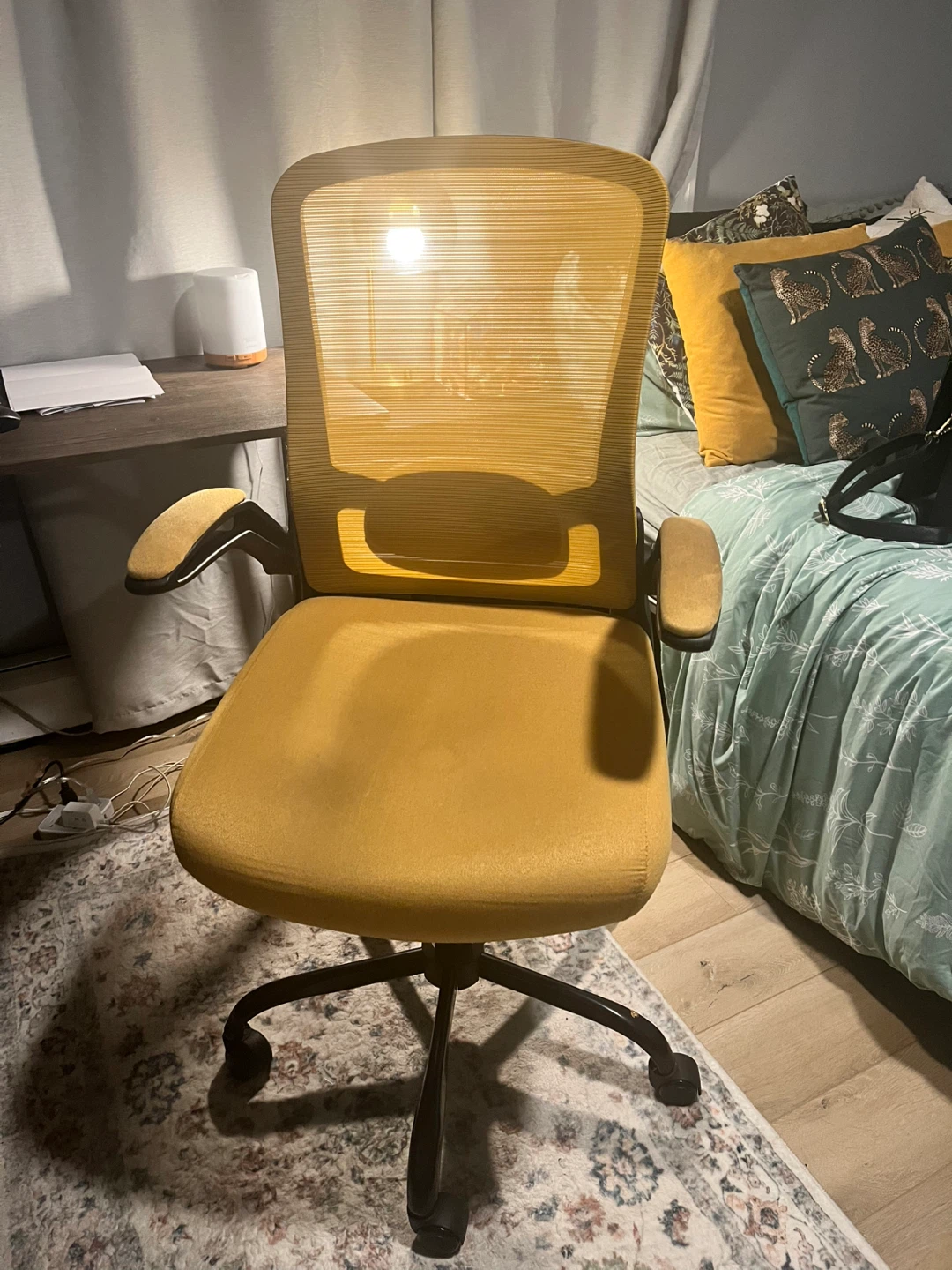 Gold Office Chair with Flip-up Armrests