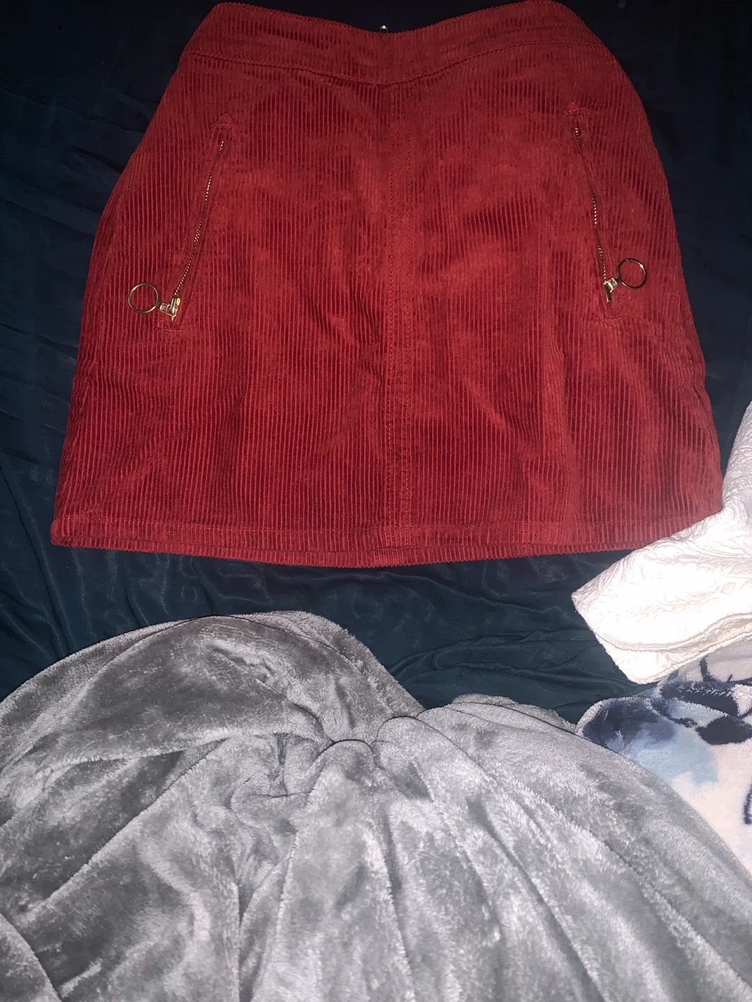 Red Corduroy Midi Skirt