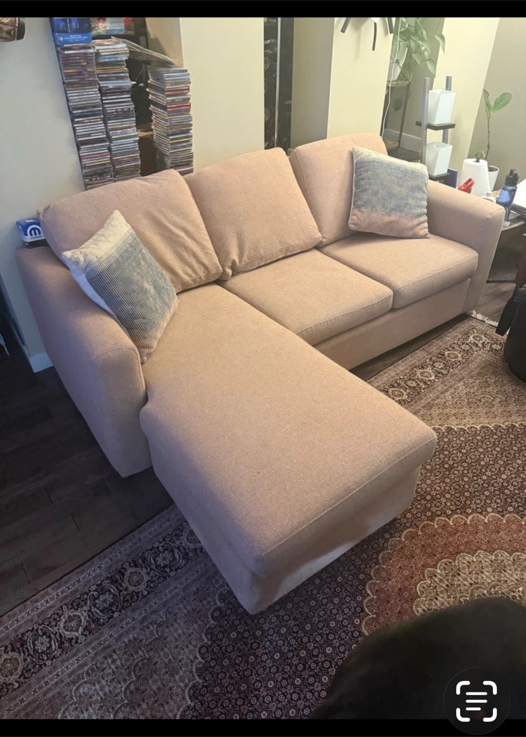 Beige Sectional Sofa with Chaise Lounge - photo 2