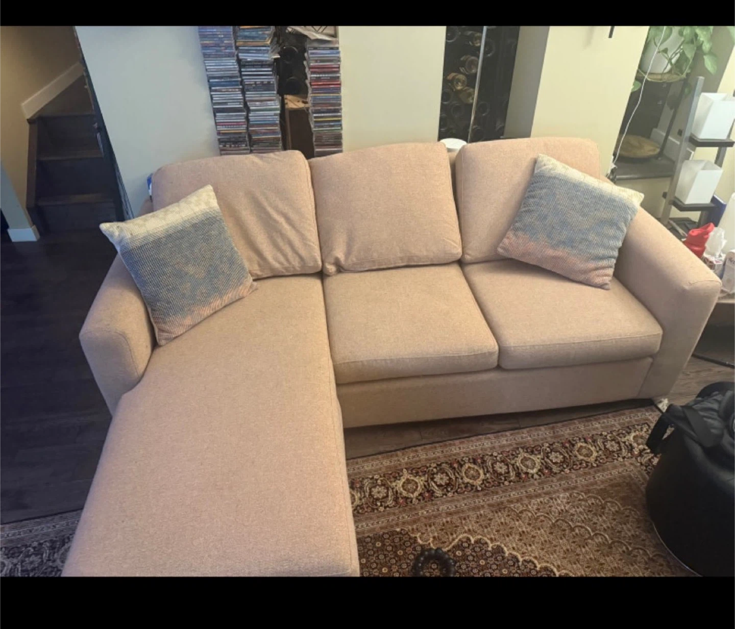 Beige Sectional Sofa with Chaise Lounge - photo 3