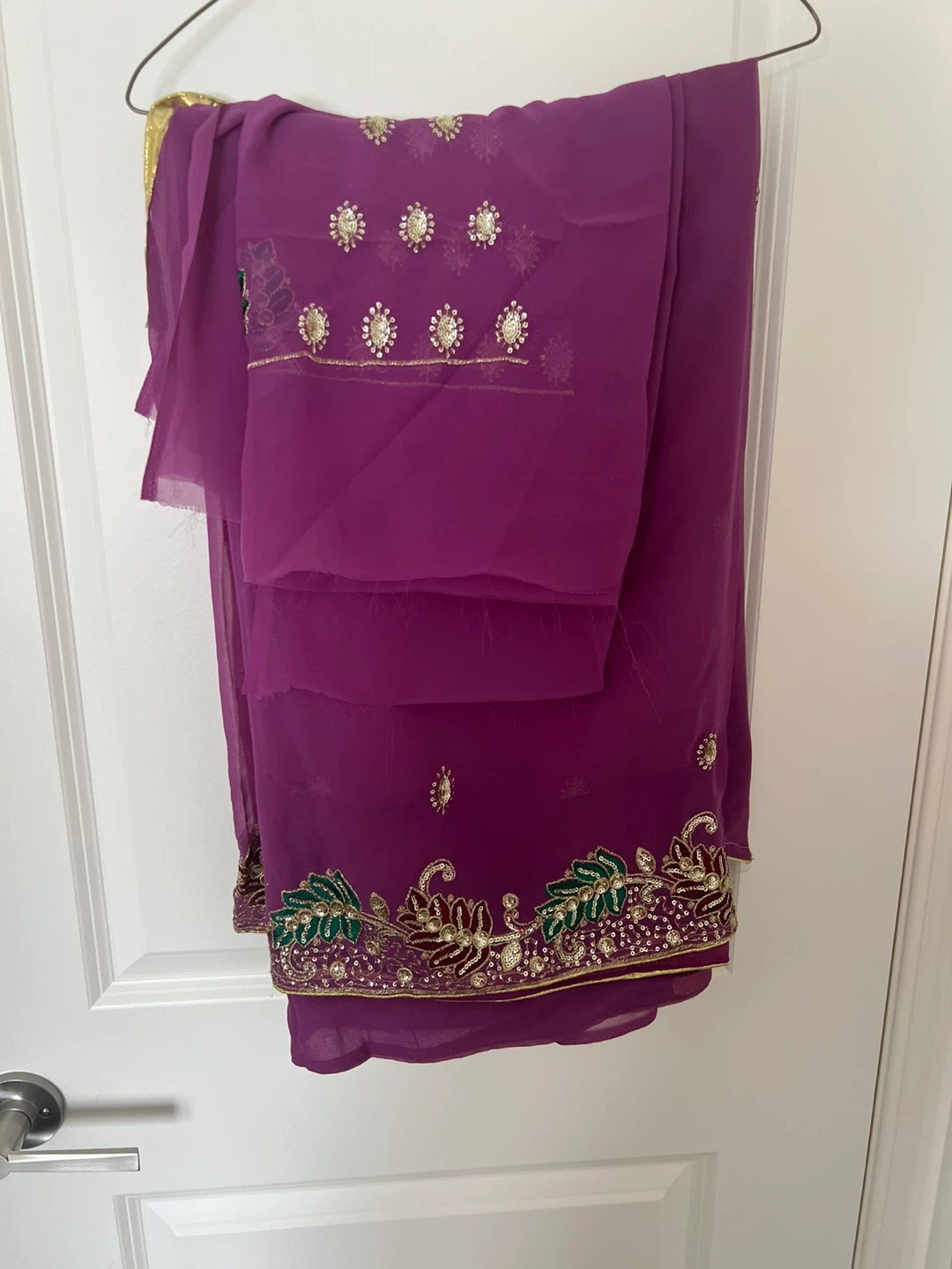 Purple Embroidered Saree
