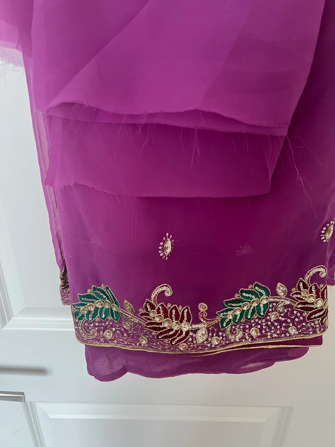 Purple Embroidered Saree - photo 2