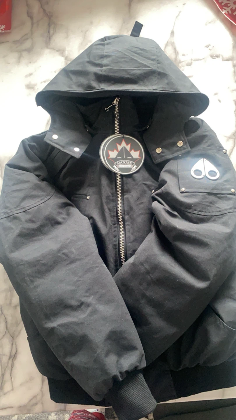 Moose Knuckles Black Bomber Jacket - Size L - photo 2