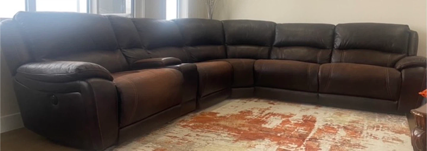 Brown Leather Reclining Sectional Sofa