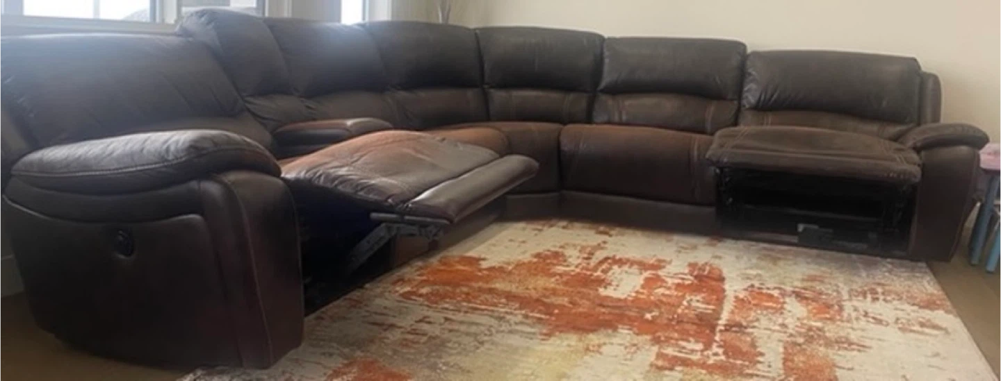 Brown Leather Reclining Sectional Sofa - photo 2