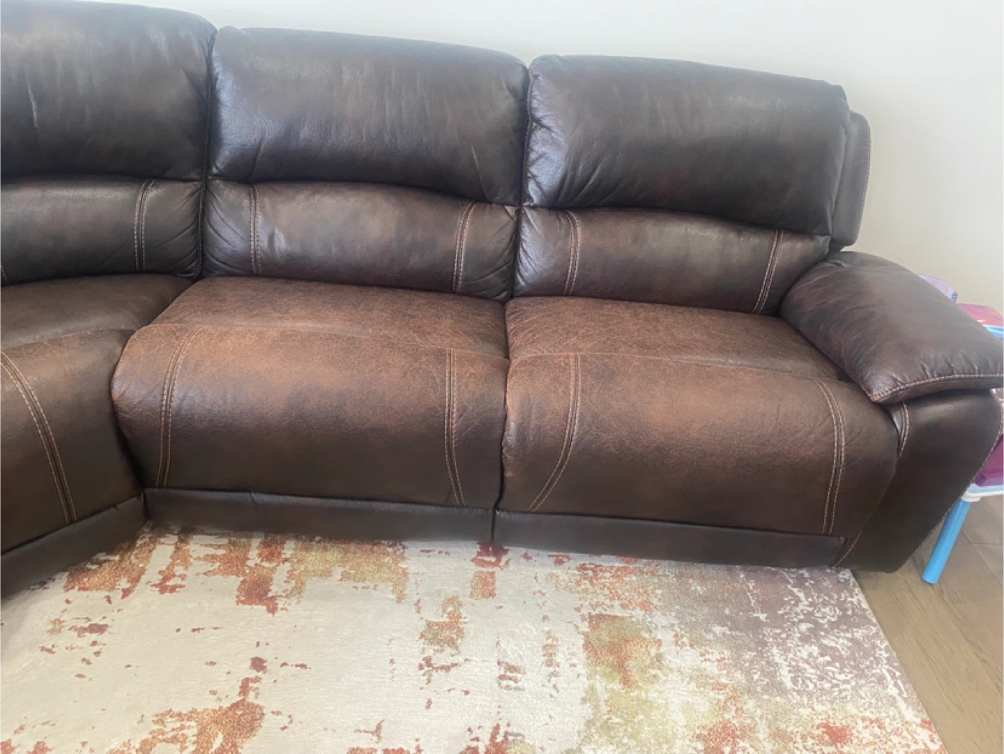 Brown Leather Reclining Sectional Sofa - photo 3