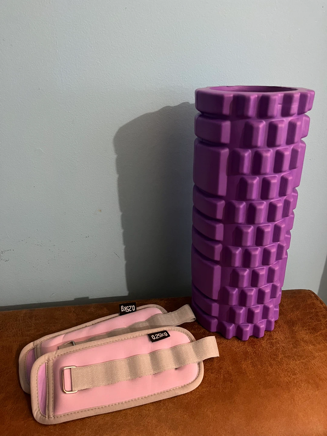 Purple Foam Roller & Pink Ankle Weights (0.25kg)