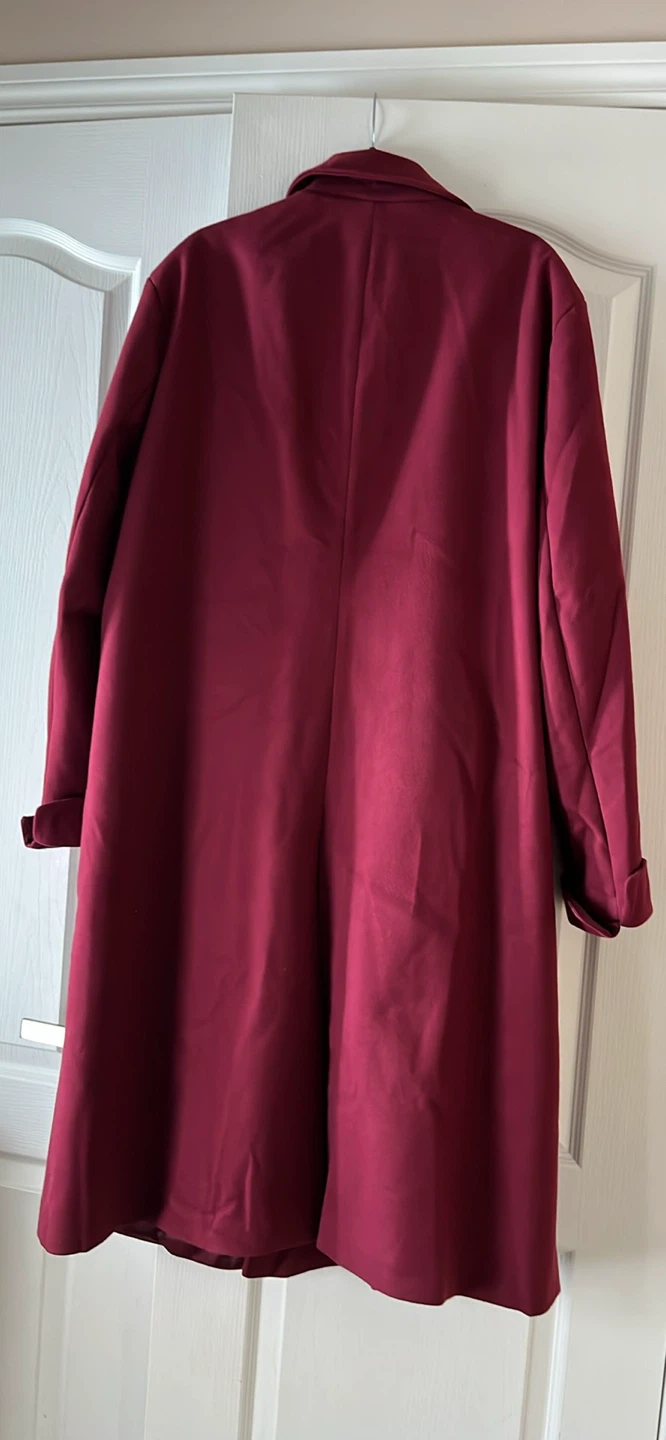 Burgundy Double-Breasted Trench Coat - photo 3