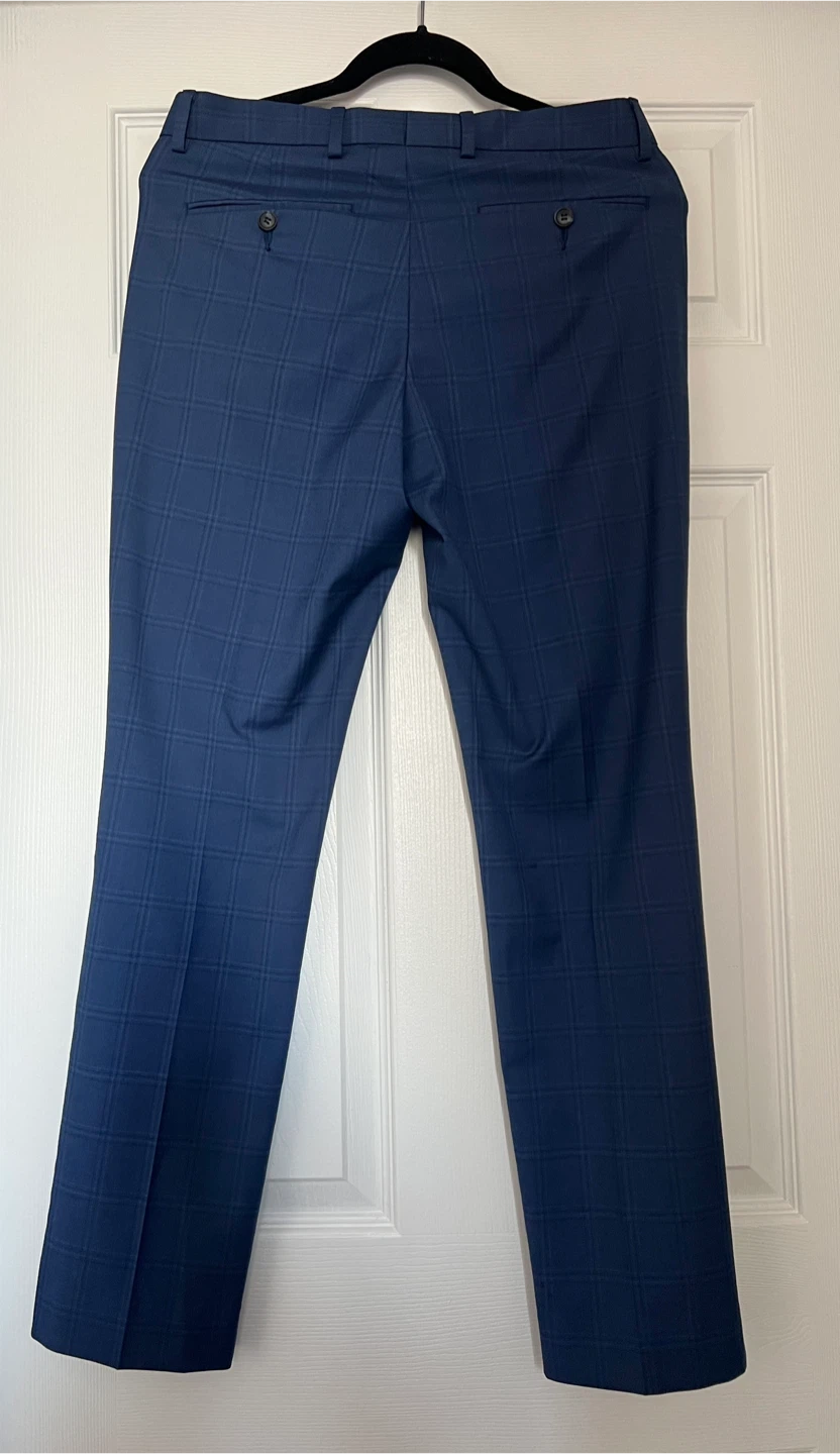 Men's Blue Plaid Dress Pants - photo 3