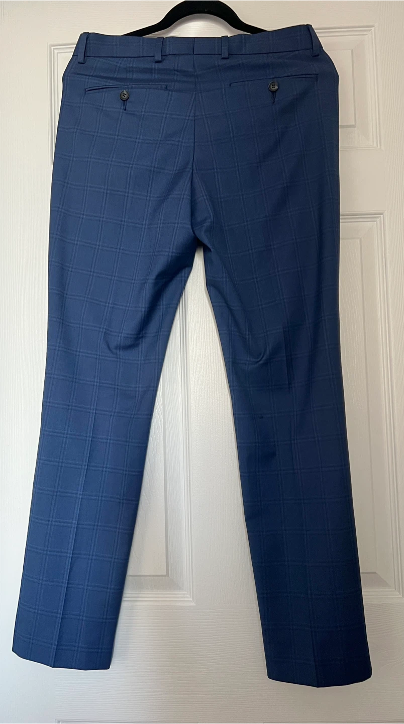 Men's Blue Plaid Dress Pants - photo 2