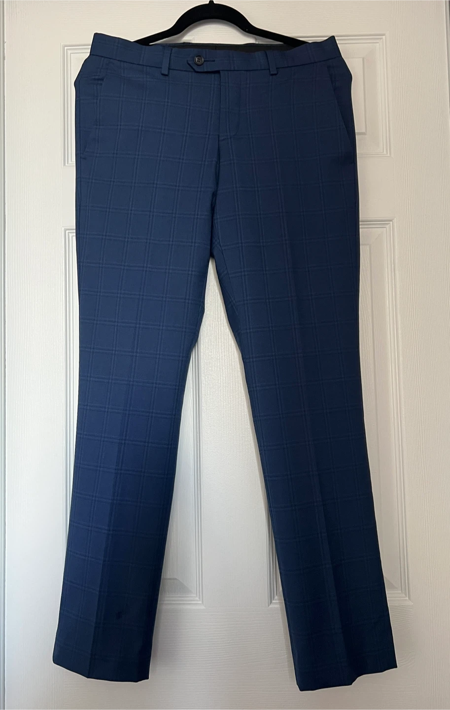 Men's Blue Plaid Dress Pants