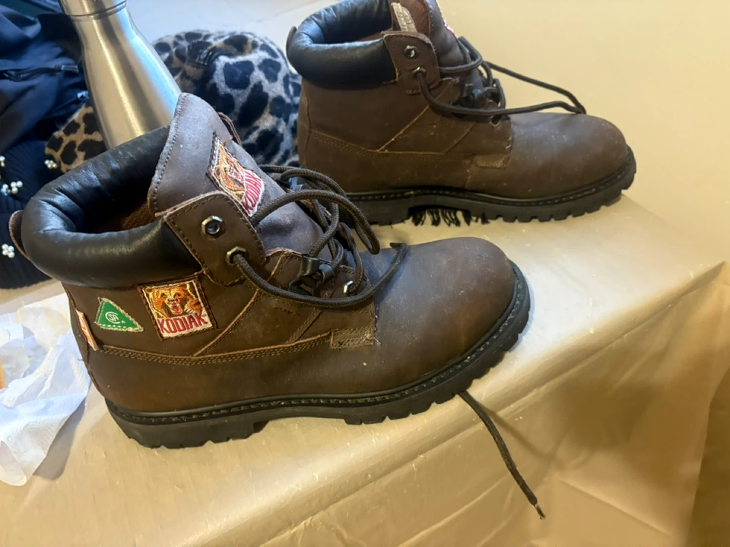 Kodiak Brown Leather Work Boots - Size 10 - photo 4