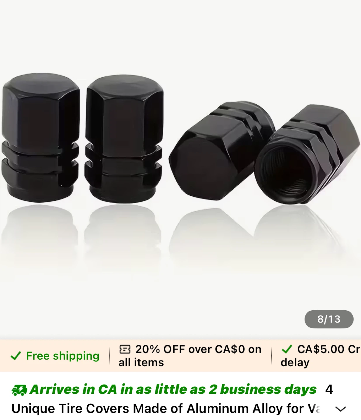 Black Aluminum Alloy Tire Valve Stem Caps