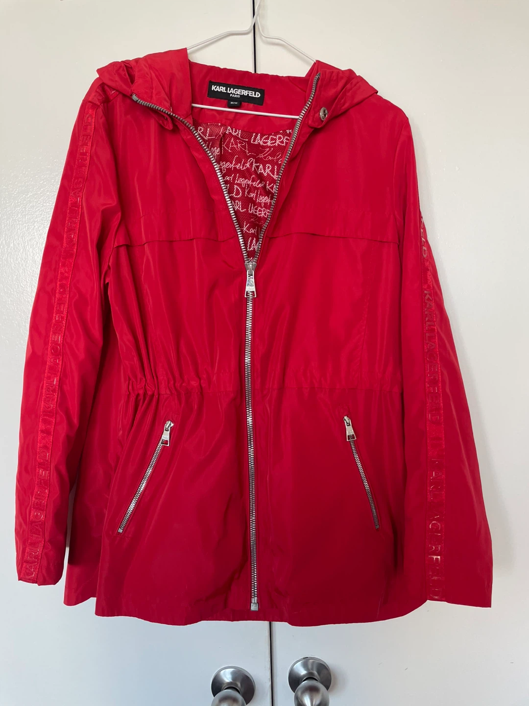 Karl Lagerfeld Red Hooded Jacket - Size M