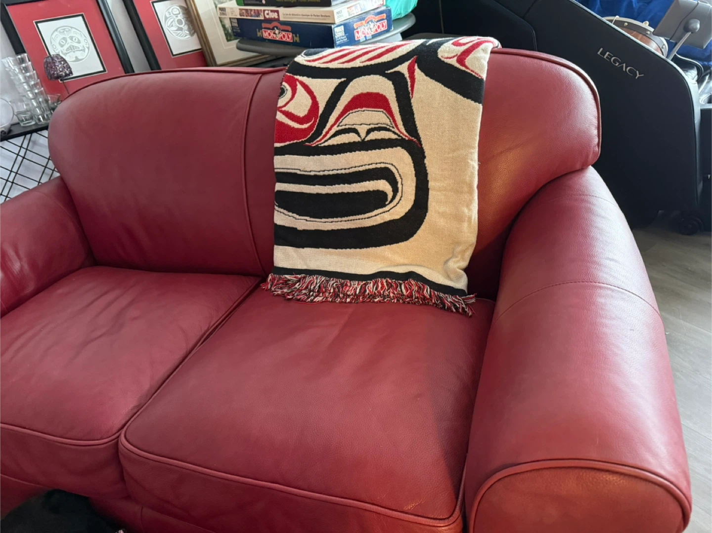 Red Leather Loveseat Sofa