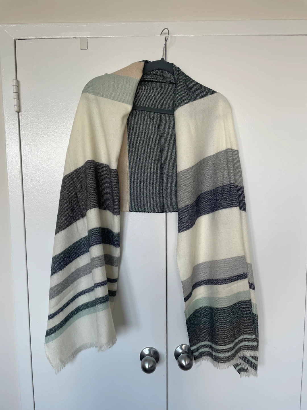 Striped Blanket Scarf - Neutral Colours