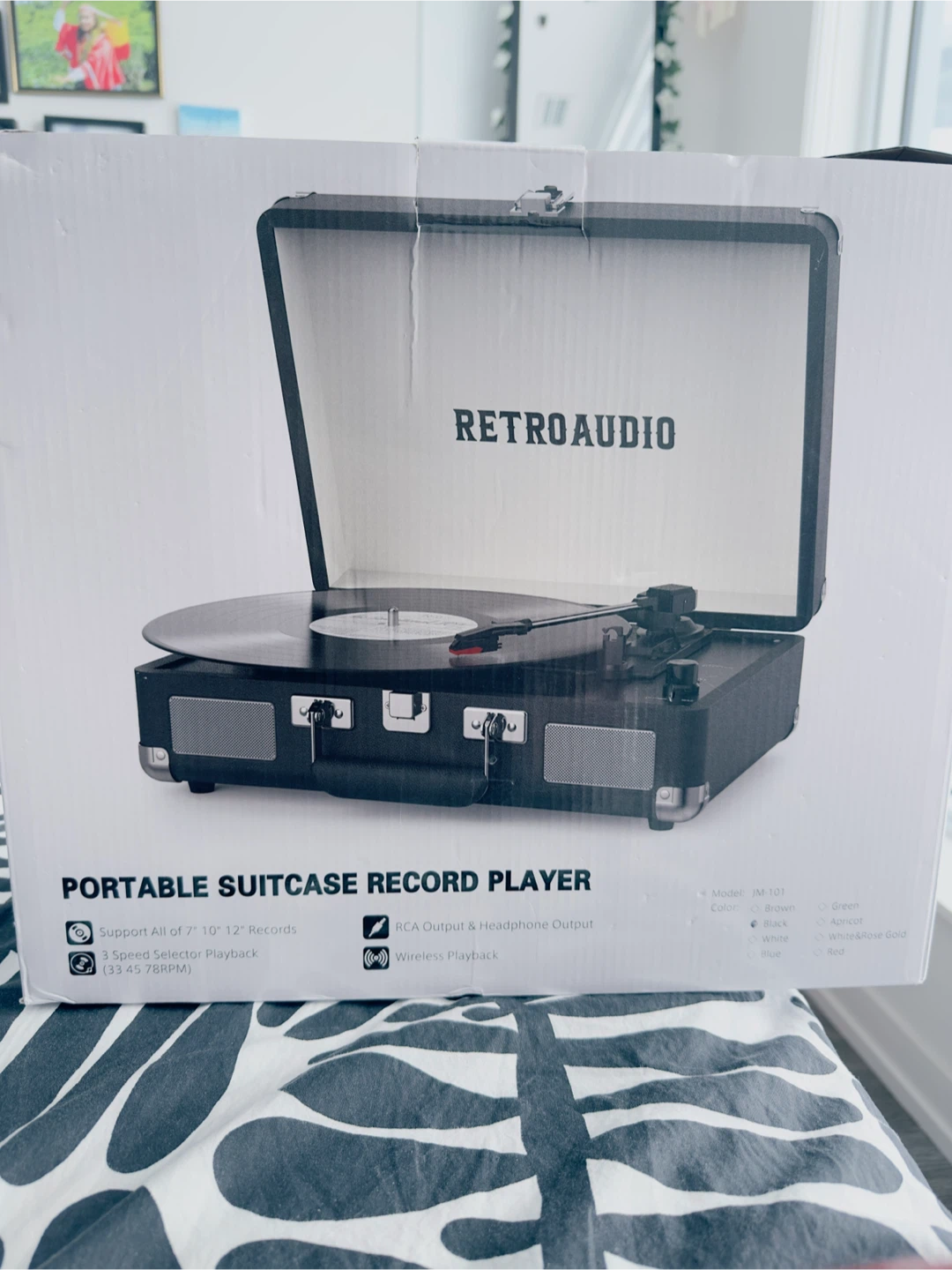 RetroAudio Suitcase Vinyl Record Player - Black - photo 3