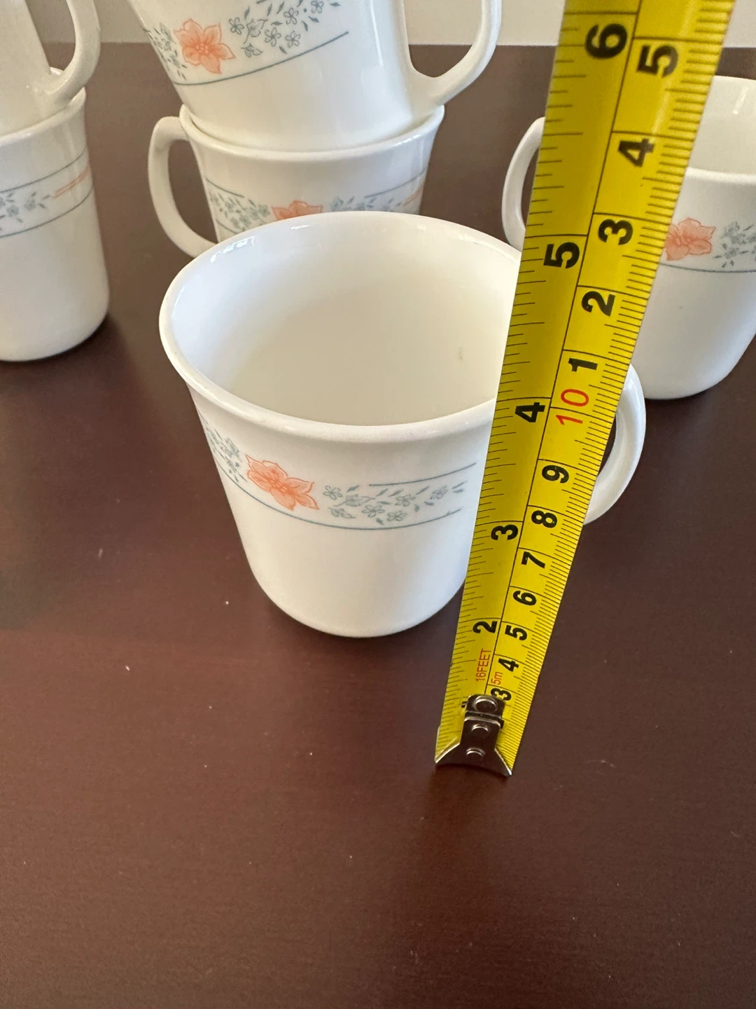 Corelle mugs Set Of 6 Tea Coffee Mug Cup White Orange Blue - photo 3