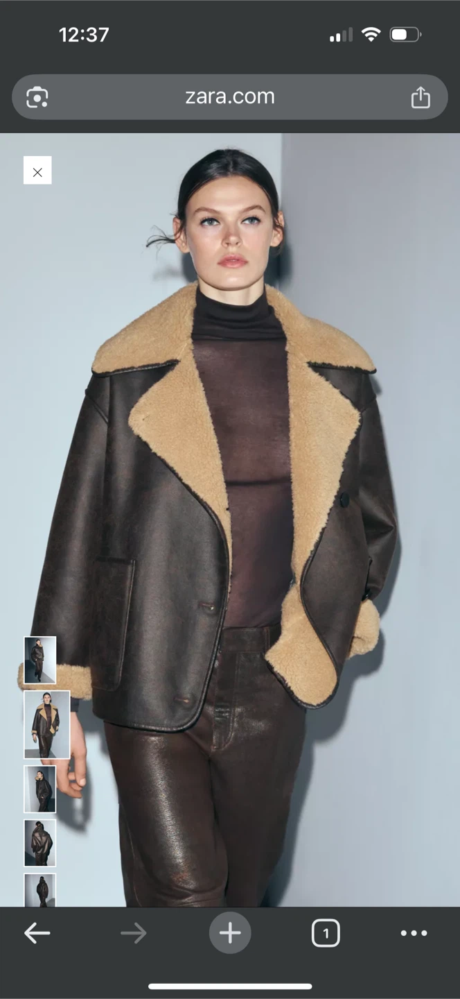 Zara Brown Faux Leather Jacket - photo 2