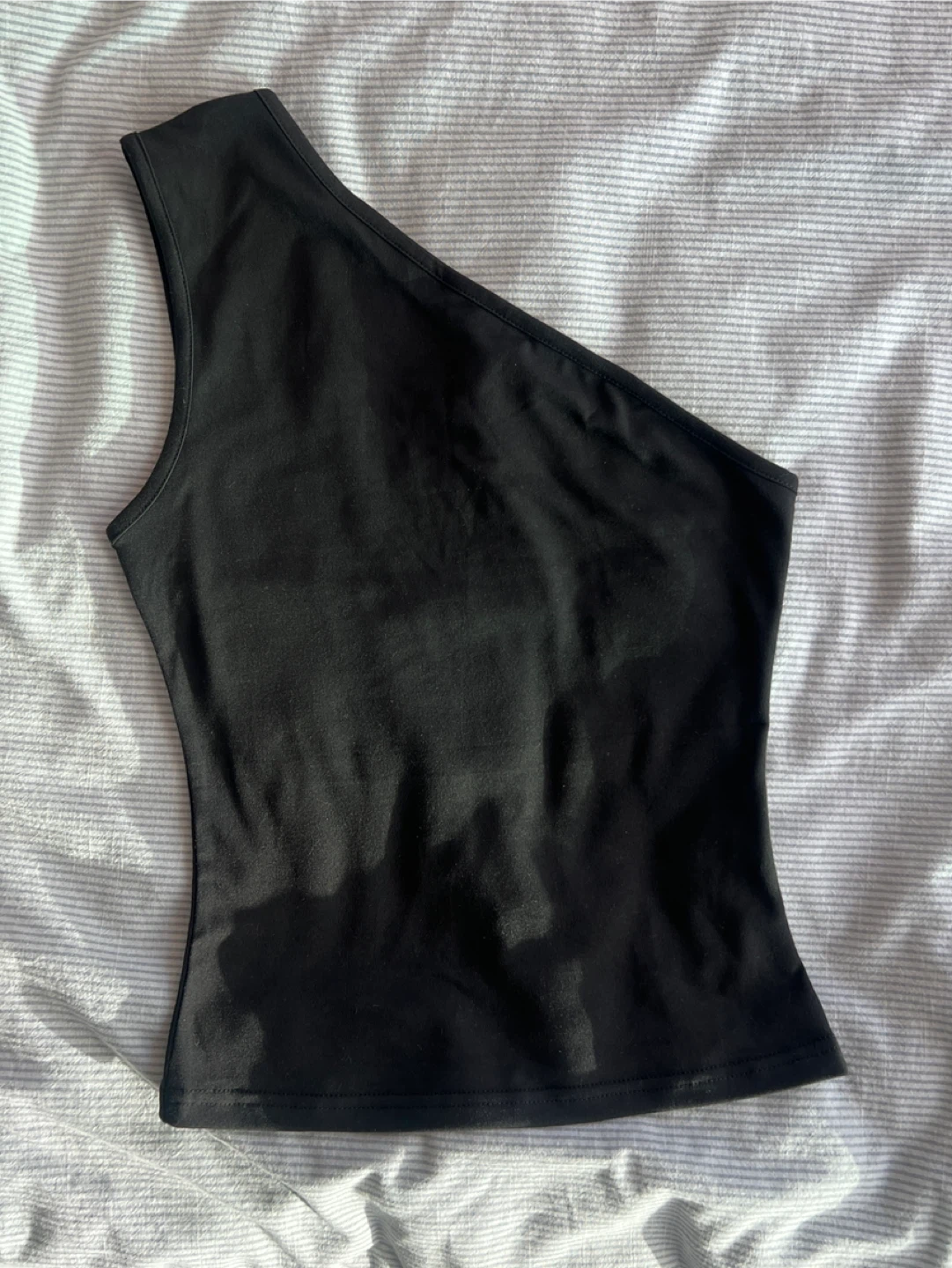 Black One-Shoulder Tank Top - photo 2