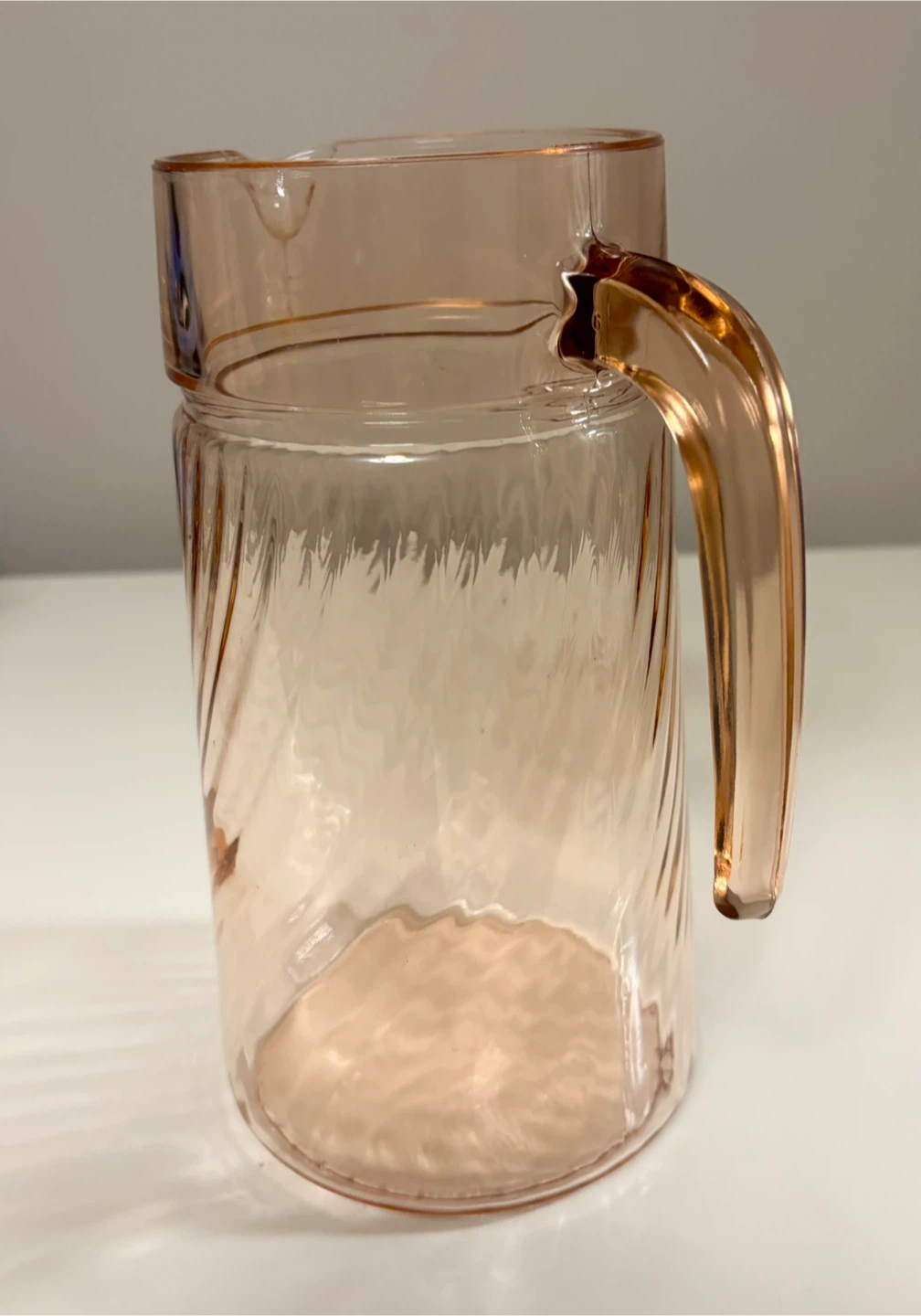 Vintage Arcoroc France Pink Swirl Glass Pitcher - photo 3