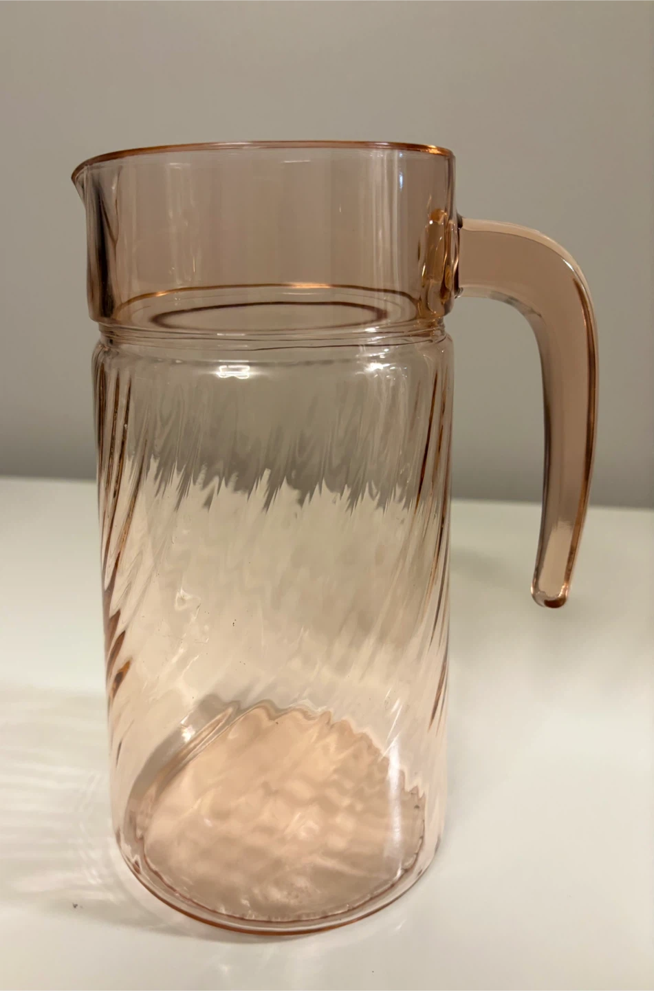 Vintage Arcoroc France Pink Swirl Glass Pitcher - photo 2