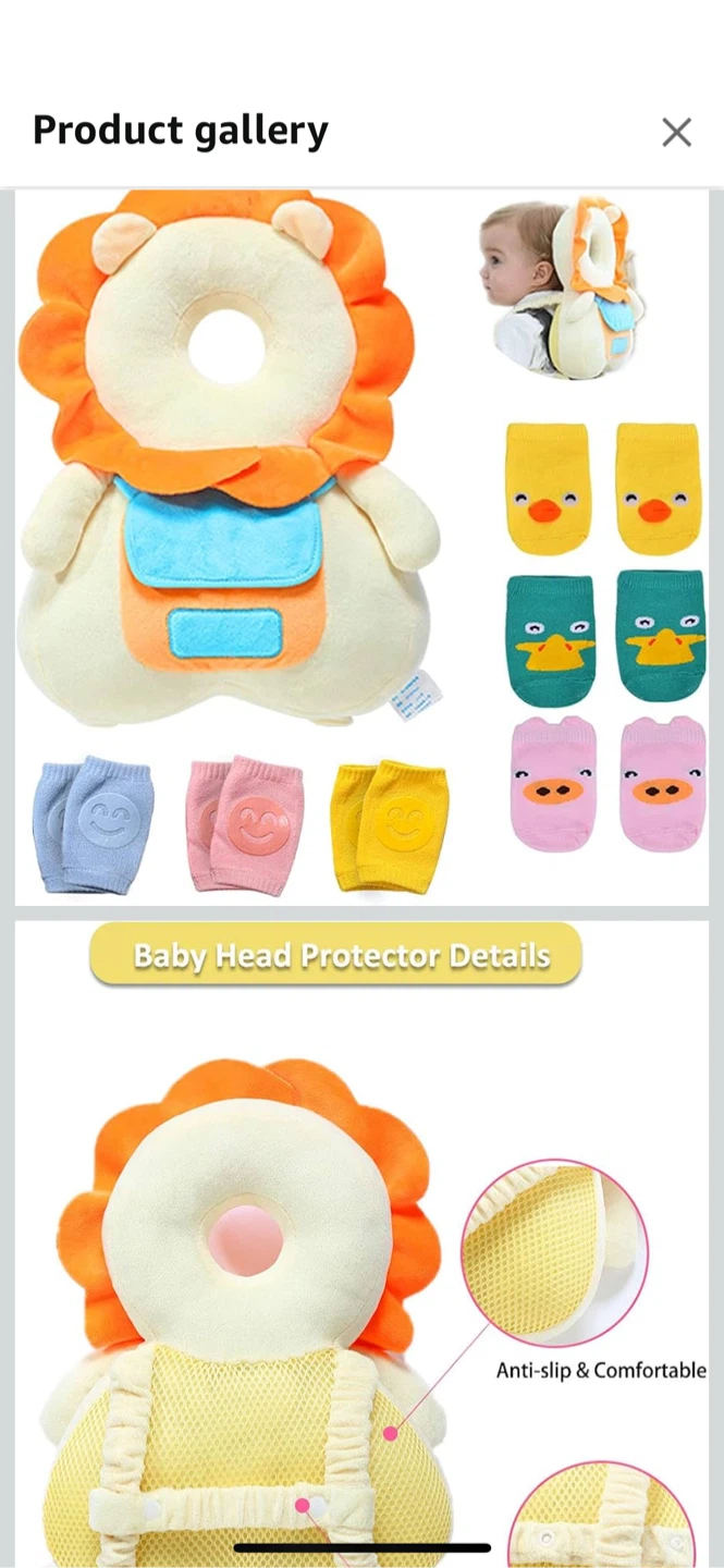 Baby Head Protector Backpack + Knee Pads