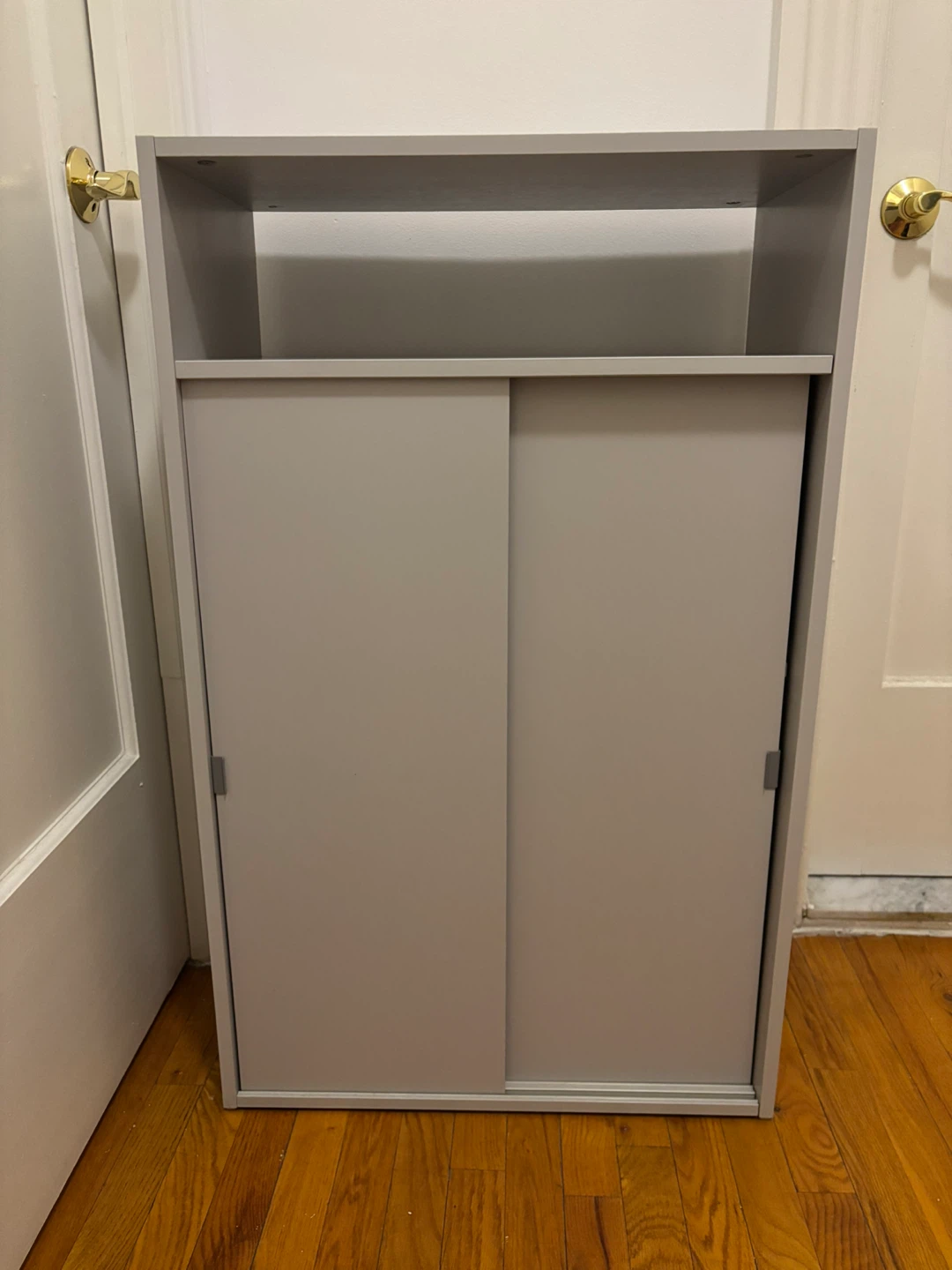(SPIKSMED, IKEA) Storage Gray Color Cabinet with Sliding Doors