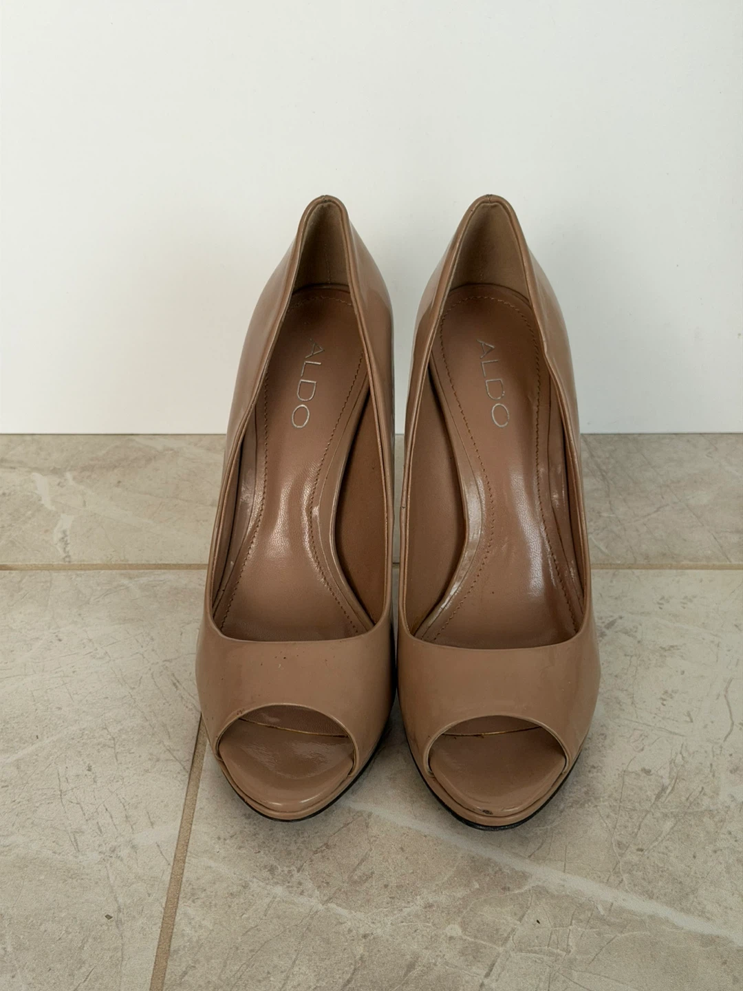 Aldo Beige Peep Toe Pumps Heels, Size 37 or 7