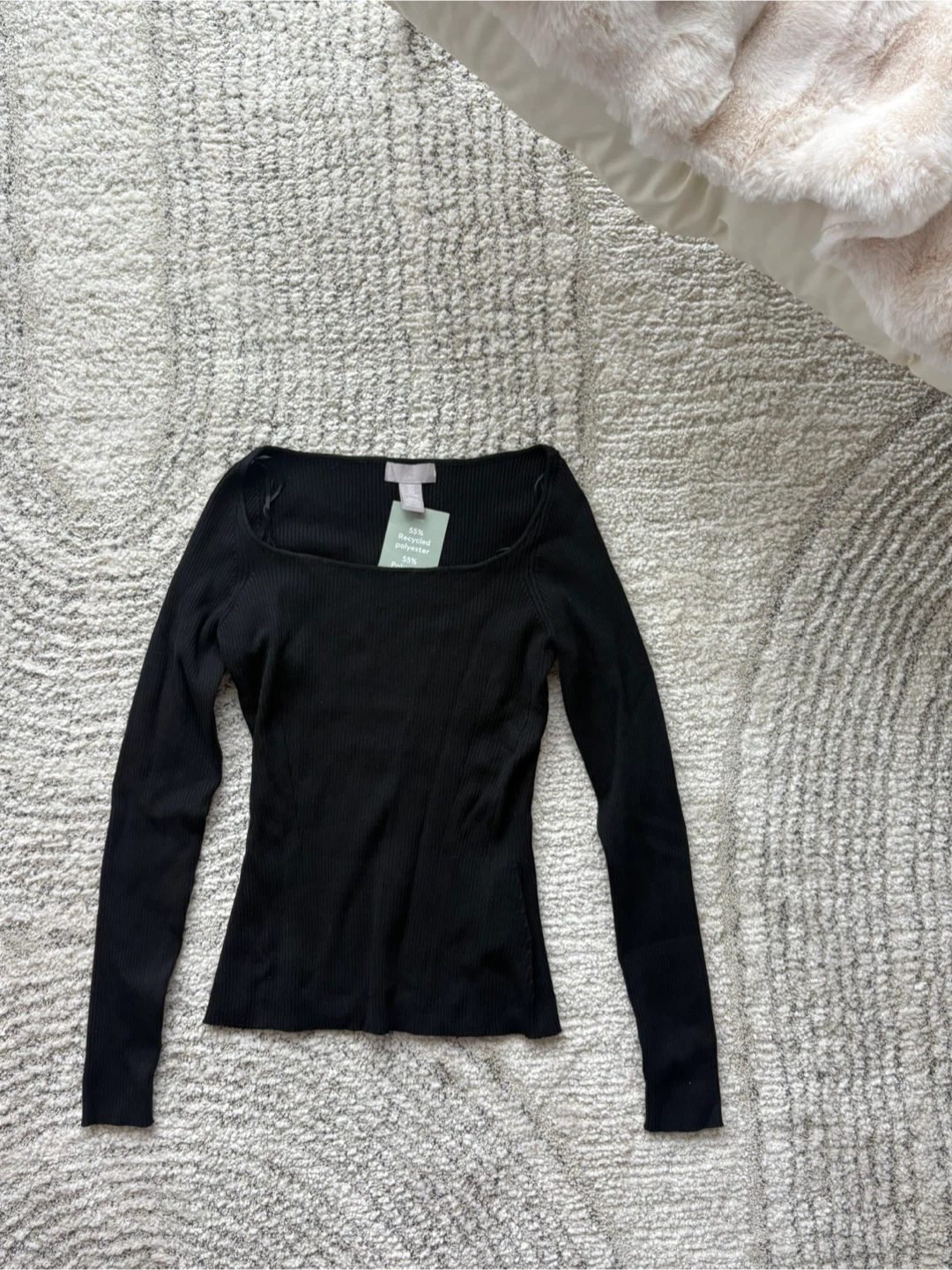 Square Neck Long Sleeve Top
