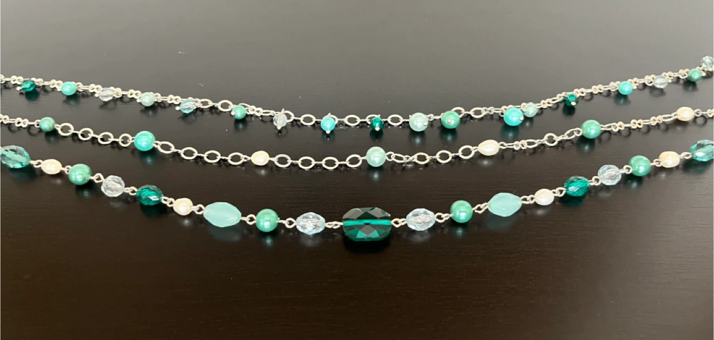 Beaded Multi-Strand Necklace - Turquoise & Silver - photo 5