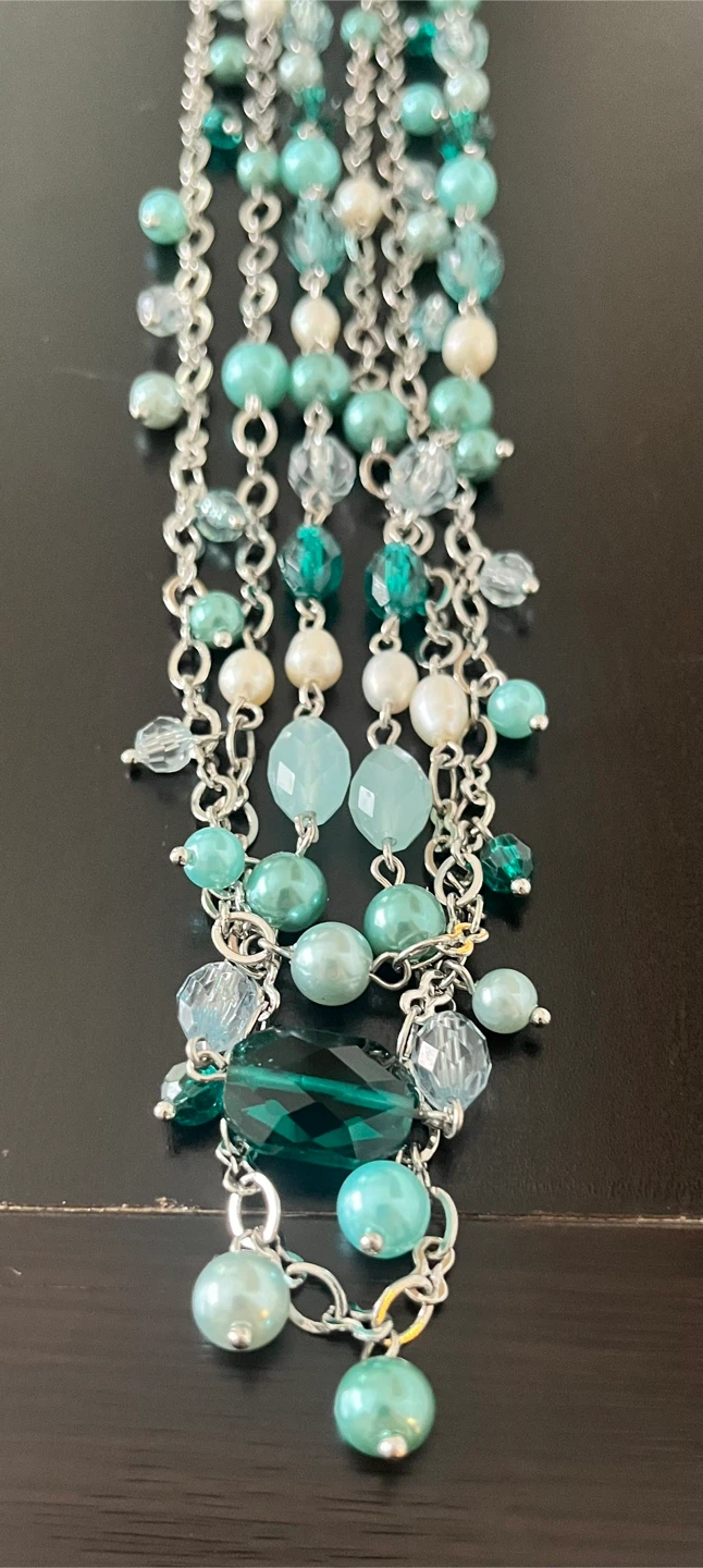 Beaded Multi-Strand Necklace - Turquoise & Silver - photo 3