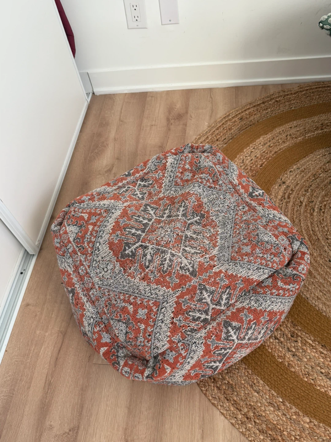 Vintage inspired red ottoman/ pouf