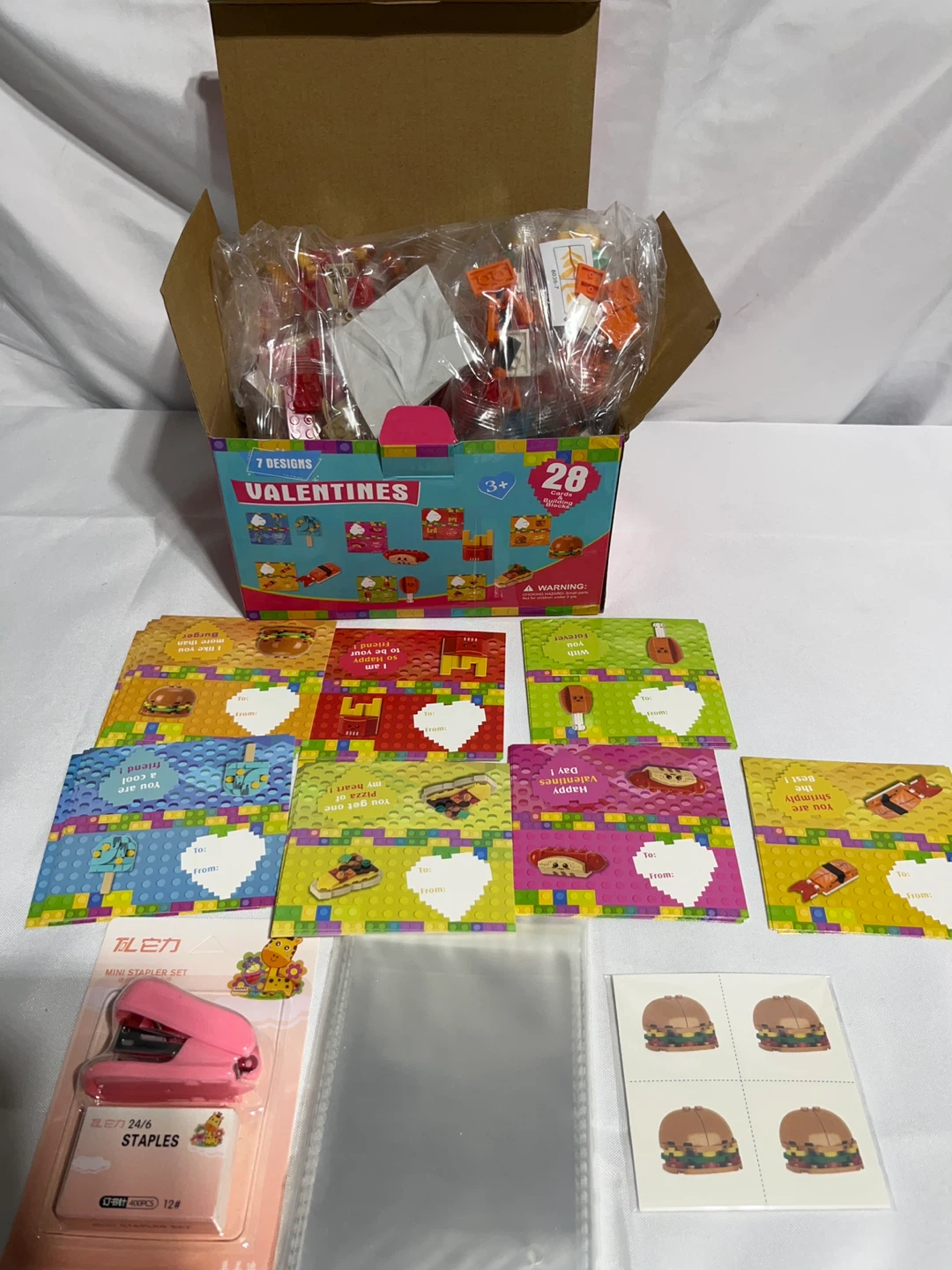Valentines Cards Building Brick Set 28 cards