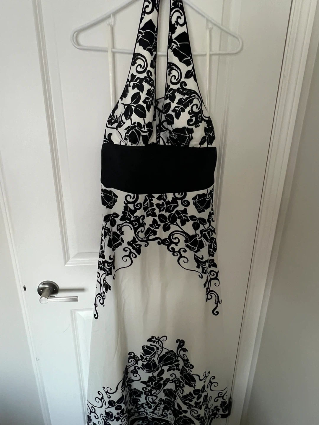 Black & White Floral Halter Dress women